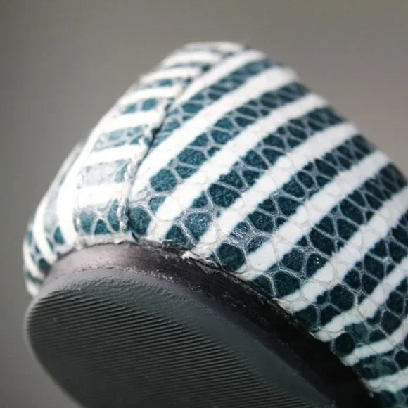 Tory Burch Caroline 2 Striped Ballet Flats Navy White Gold Shoes Size 7.5 H13069 - Picture 11 of 11